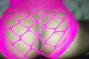 Fucking a glamorous brown booty in hot pink fishnet costume