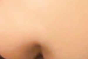 Wild lengthy legged dark brown girlie with naturally miniature milk shakes rides chap