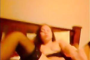 Spreading legs wide sufficiently hot brunette hair web camera white women fingers her twat