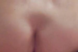 Voracious and playful girl stretching her muff in homemade clip