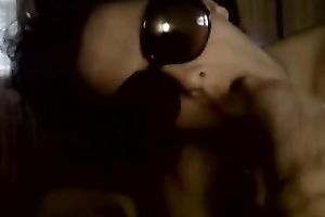 Thirsty older woman in sunglasses engulfing my dick balls unfathomable