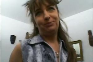 Hot mamma loves to fuck her crotch with metal marital-device