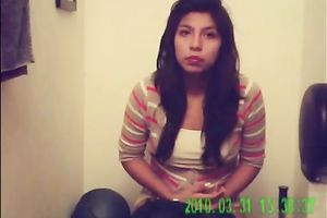 Amateur lengthy haired webcam chick went to the WC to pee on web camera