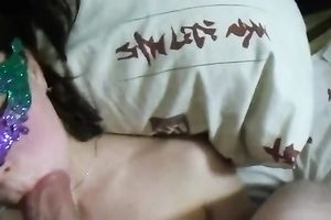 My pretty gf wears mask and sucks my hard jock with excitement