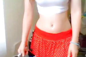 Brunette dilettante girlie flashes her admirable tight meatballs and sexy wazoo