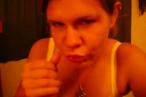 Slutty dark brown dirty slut wife is engulfing my hard jock deepthroat