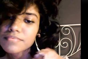 The most good smile of a hawt brunette hair black skin legal age teenager on web camera