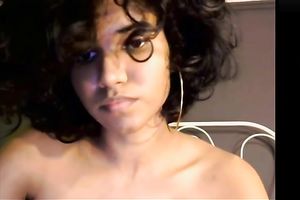 The most good smile of a hawt brunette hair black skin legal age teenager on web camera