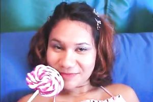 Curvaceous ginger playgirl sucks sugar-plum and masturbates