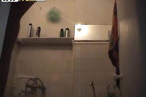 Sexy Russian pair taking shower jointly on web camera