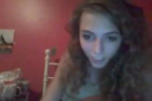 Curly haired nympho with fine round love muffins widens her butt cheeks apart