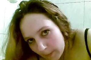 Just a chunky legal age teenager sweetheart on web camera engulfing her toes