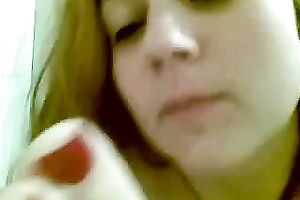Just a chunky legal age teenager sweetheart on web camera engulfing her toes