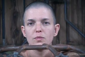 Filthy slutwife Miss Dupree is put in the cage and chained