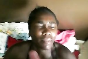 Awesome dark natural nympho provided my buddy with a great oral-service