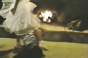 Hot blond honey stuffs chunky weenie in her diminutive throat