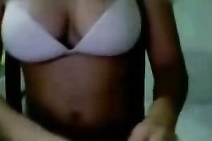 Busty Indian web camera legal age teenager flashes her joy bags and a-hole