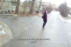 Flat chested honey gives head to her BF and receives her slit screwed hard