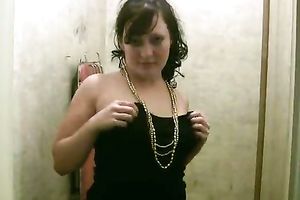 Artistic non-professional brunette hair with quite worthwhile bum going to pee on livecam