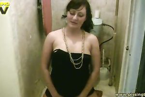 Artistic non-professional brunette hair with quite worthwhile bum going to pee on livecam