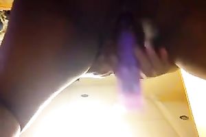 Kinky slutwife was using an egg plant toy and vibe to pet her arsehole on webcam