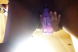 Kinky slutwife was using an egg plant toy and vibe to pet her arsehole on webcam