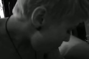 My short-haired Russian friend shows her blowjob skills to me