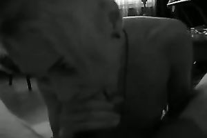 My short-haired Russian friend shows her blowjob skills to me