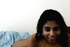 Dark skin genuine Indian beauty shows her love bubbles on livecam