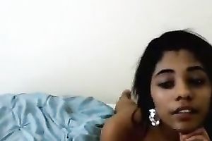 Dark skin genuine Indian beauty shows her love bubbles on livecam
