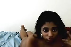 Dark skin genuine Indian beauty shows her love bubbles on livecam