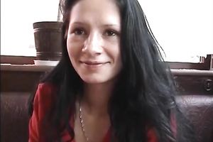 Gothy euro dark brown chick masturbating in the bath