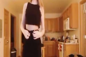 Pale skin hawt golden-haired sweetheart in concupiscent dark underware on cam
