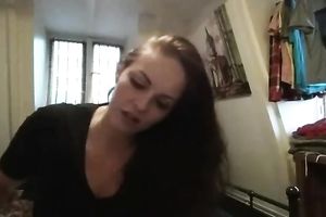 A bit shy dilettante Dutch brunette hair flashes her ravishing suckable melons