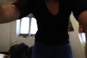 A bit shy dilettante Dutch brunette hair flashes her ravishing suckable melons