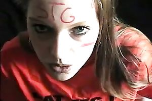 Light haired immodest wench with unattractive mouth gives beefy pecker engulf