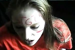 Light haired immodest wench with unattractive mouth gives beefy pecker engulf