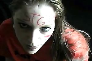 Light haired immodest wench with unattractive mouth gives beefy pecker engulf