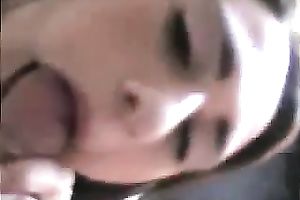 Light haired immodest wench with unattractive mouth gives beefy pecker engulf