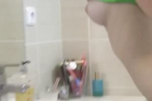 I tape the way my cute skinny pale brunette girlie plays with tooth brush