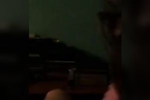 My rapacious black-haired seductress blows my giant schlong