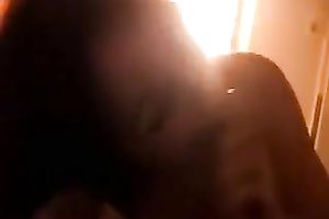 Seductive dark brown mommy sucks my hard 10-Pounder with excitement
