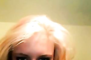 German golden-haired haired livecam nympho with enormous makeup flashed her wet crack
