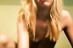 German golden-haired haired livecam nympho with enormous makeup flashed her wet crack