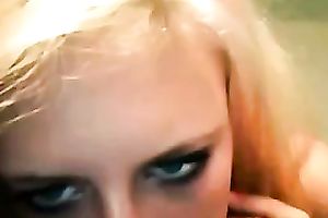 German golden-haired haired livecam nympho with enormous makeup flashed her wet crack