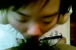 Sucking a miniature unshaved rod of my Chinese boyfriend in ottoman