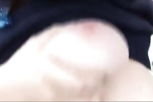 Lusty playful and naughty brunette hair hottie overspread her pussy with cock juice