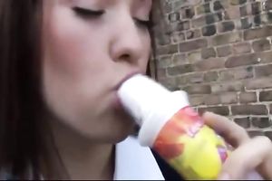 Lusty playful and naughty brunette hair hottie overspread her pussy with cock juice