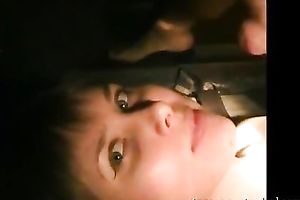 Lovely babe getting jizzed all over her lascivious face