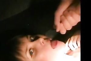 Lovely babe getting jizzed all over her lascivious face